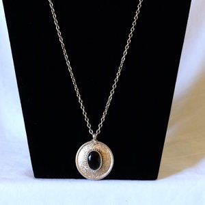 Vintage Emmons Amber Colored Pendant Gold Tone Necklace